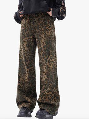 High-Rise Leopard Print Jeans